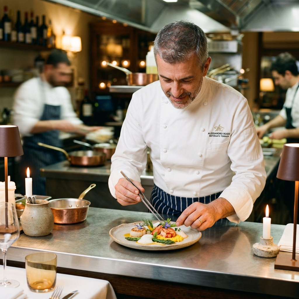 Chef Alessandro Rossi in the kitchen